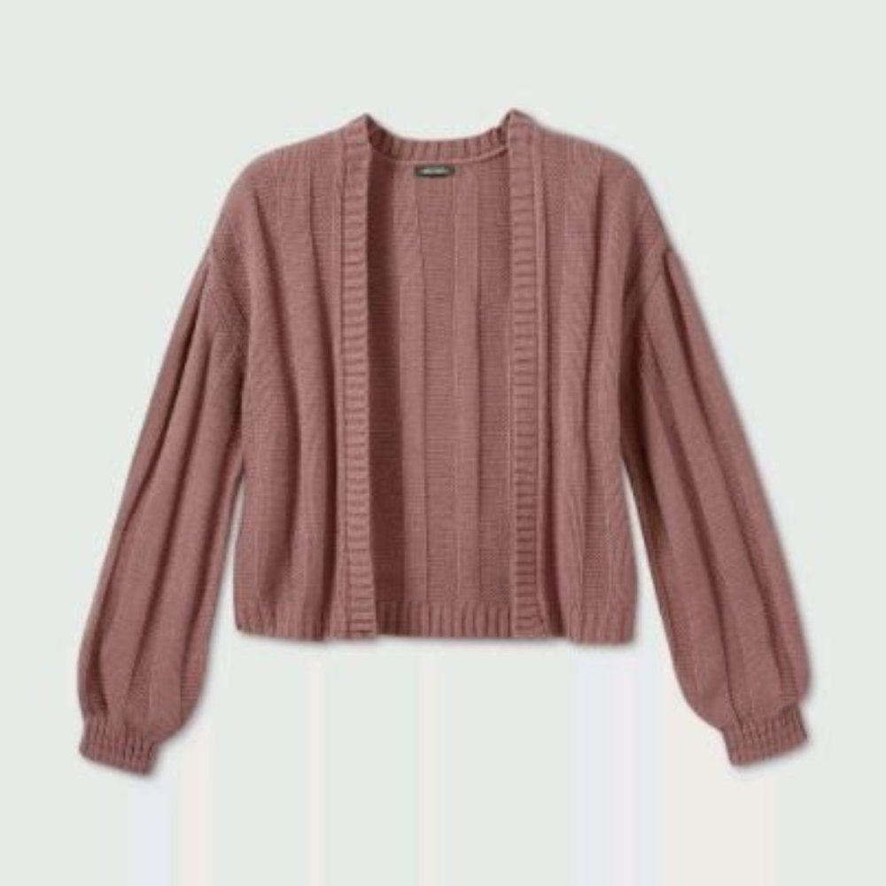 Wild Fable Open Front Cable Knit Mauve LS Cardigan - Picture 1 of 7